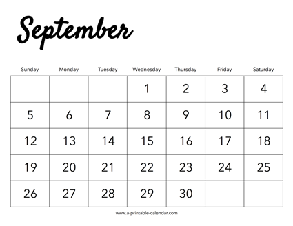 2021 September Calendar