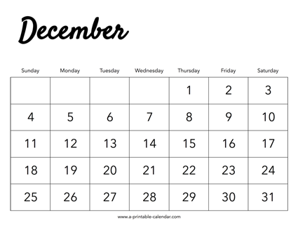 2022 December Calendar