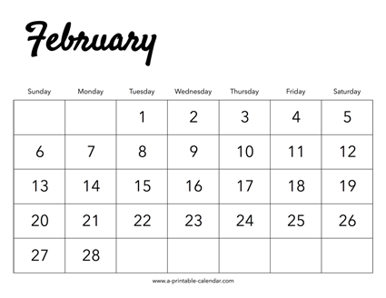 2022 February Calendar