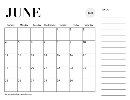 2023 Calendar June