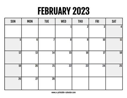 2023 February Calendar Printable