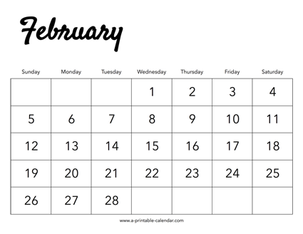 2023 February Calendar