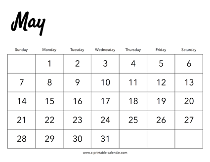 2023 May Calendar