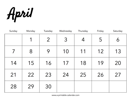 2024 April Calendar