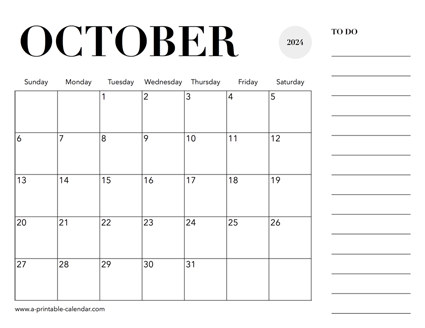 2024 Calendar October