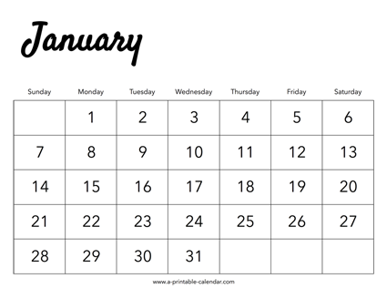 2024 January Calendar