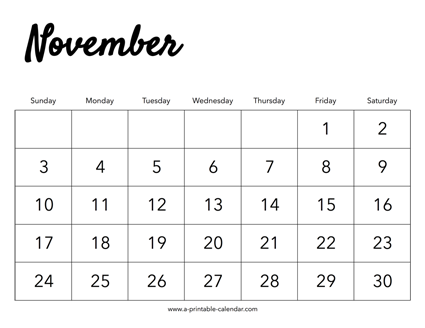 2024 November Calendar