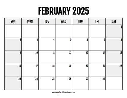 2025 February Calendar Printable
