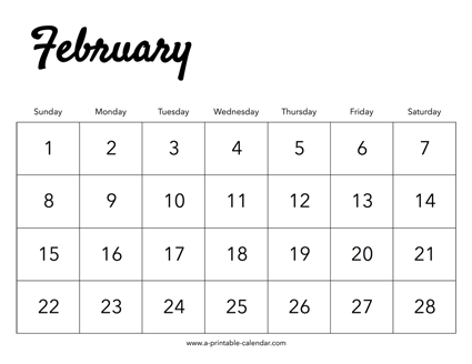 2026 February Calendar