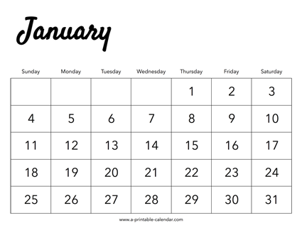 2026 January Calendar