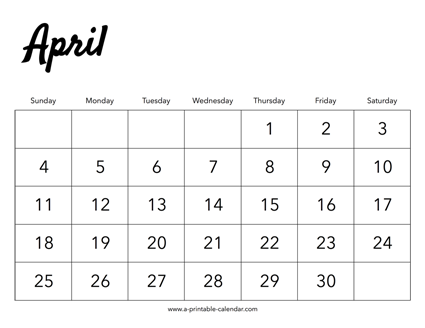 2027 April Calendar
