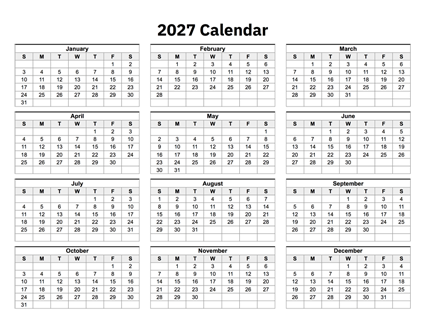 2027 Calendar One Page