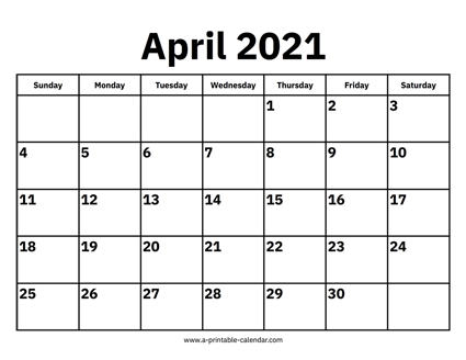 April 2021 Calendars – Printable Calendar 2021