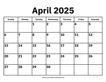 April 2025 Calendar