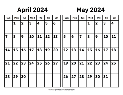 April and May 2024 Calendar