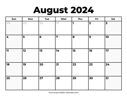 August 2024 Calendar With Holidays