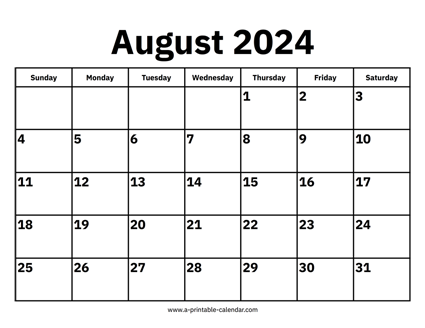 August 2024 Calendar