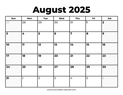 August 2025 Calendar With Holidays