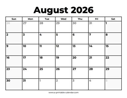 August 2026 Calendar With Holidays