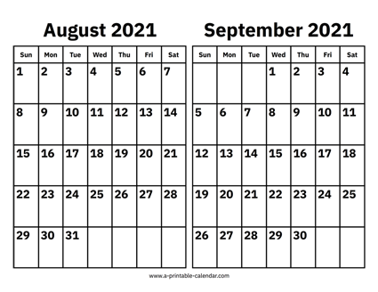August and September 2021 Calendar