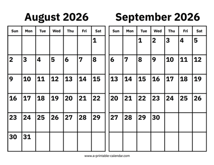 August and September 2026 Calendar