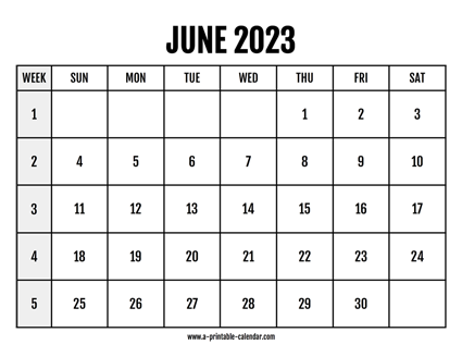 Calendar 2023 June
