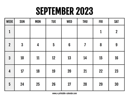 Calendar 2023 September