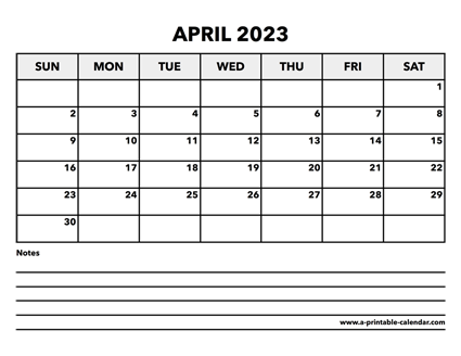 Calendar April 2023