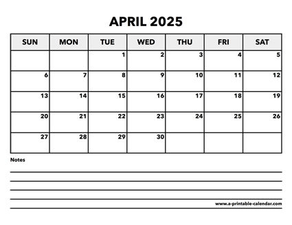 Calendar April 2025