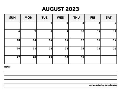 Calendar August 2023