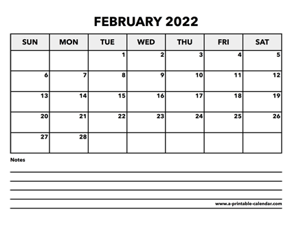 Calendar February 2022