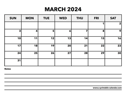 Calendar March 2024