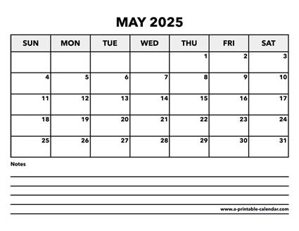 Calendar May 2025