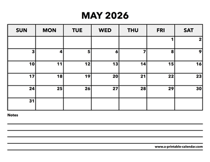 Calendar May 2026