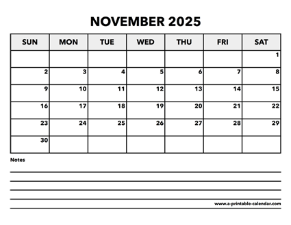 Calendar November 2025