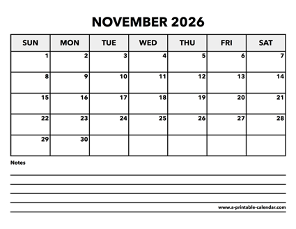 Calendar November 2026