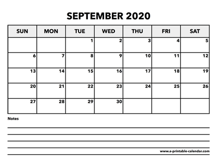 Calendar September 2020
