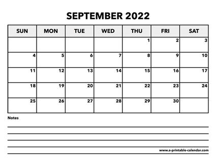 Calendar September 2022