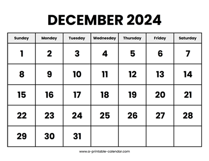 December 2024 Calendar Printable