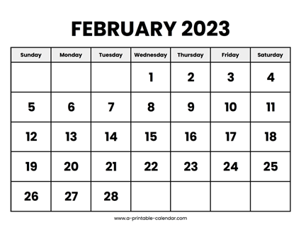 February 2023 Calendar Printable