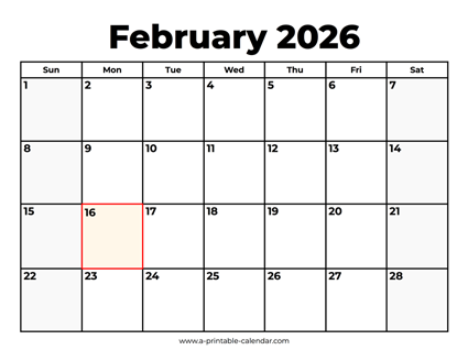 February 2026 Calendar With Holidays