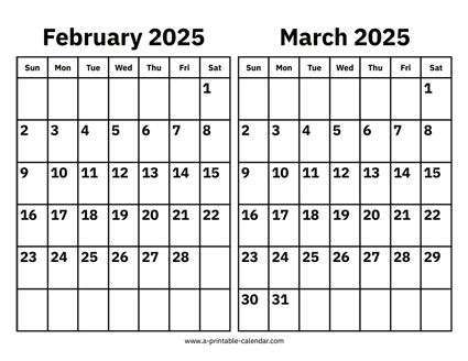 February and March 2025 Calendar