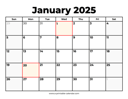 January 2025 Calendar With Holidays