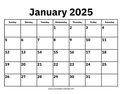 January 2025 Calendar
