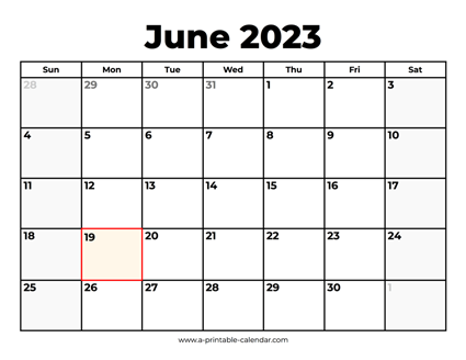 June 2023 Calendar With Holidays