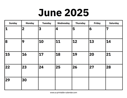 June 2025 Calendar