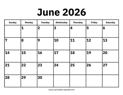 June 2026 Calendar