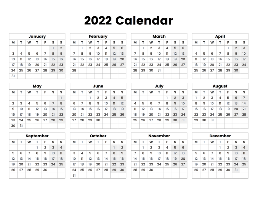 Urns Memorials 2022MonthlyCalendar Printable Calendar 2022 Instant 