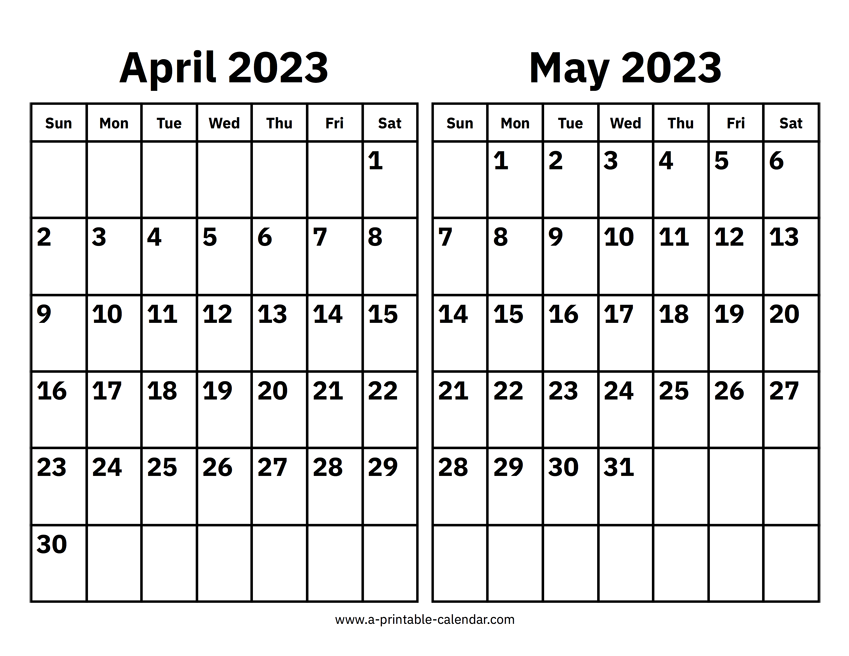 April And May 2023 Calendar