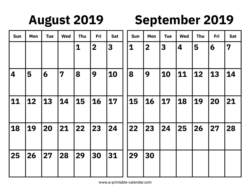 August And September 2019 Calendar – Printable Calendar 2019 August And September 2019 Calendar – Printable Calendar 2019